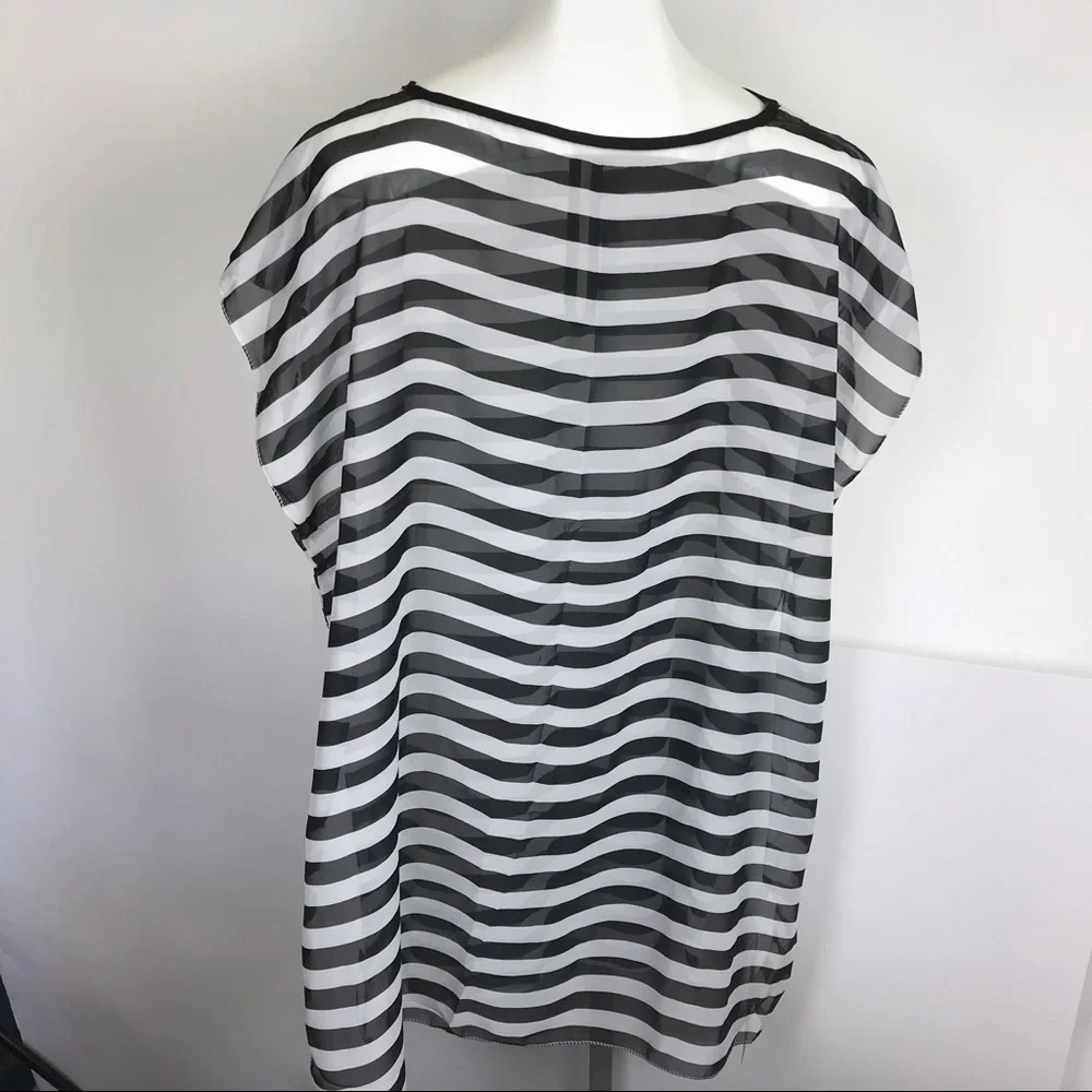 Marbella & Ashford Black &‎ White Striped Cover Up